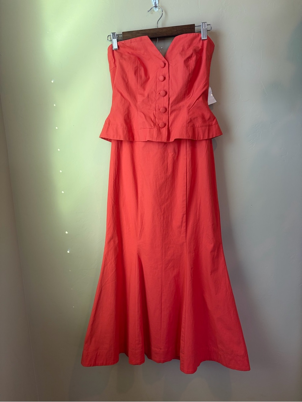 Maeve by Anthropologie Coral Strapless Peplum Dress Cotton size 0 NWT